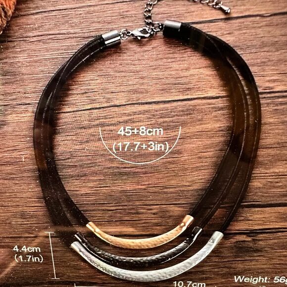 Handcrafted Vintage Black Leather Pendant Necklace Bohemian Style Necklace , Gi - Picture 9 of 9